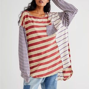Free People We The Free Stripey Preppy Tee in Combo Size XS